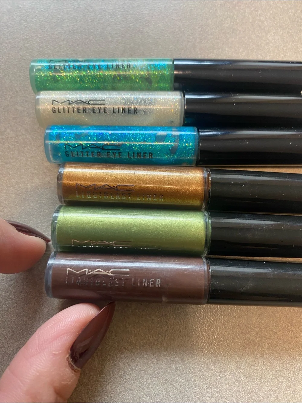 MAC Cosmetics Glitter Eye Liner Set - Green, Silver, Teal, Gold, Lime, Brown